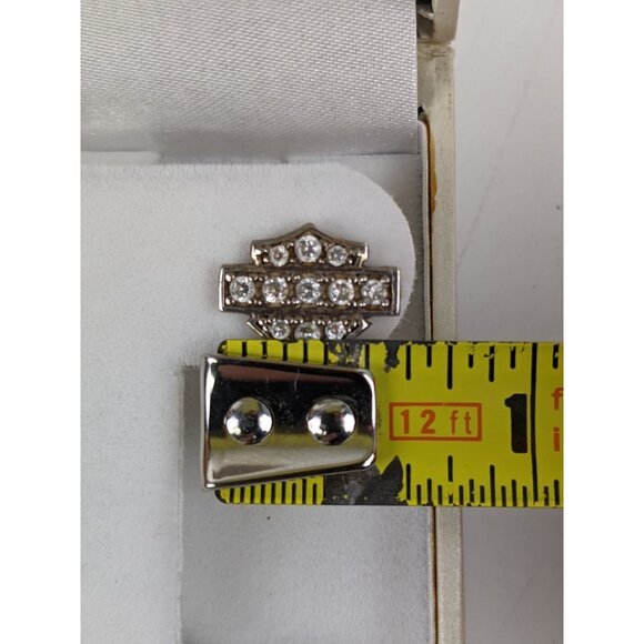 Sterling Silver 925 Harley Davidson Stud Post Earrings Cubic Zirconia - Picture 16 of 16